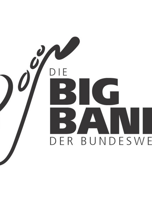 Logo für „Die Big Band der Bundeswehr“ mit stilisierten schwarzen Musiknoten auf weißem Hintergrund.